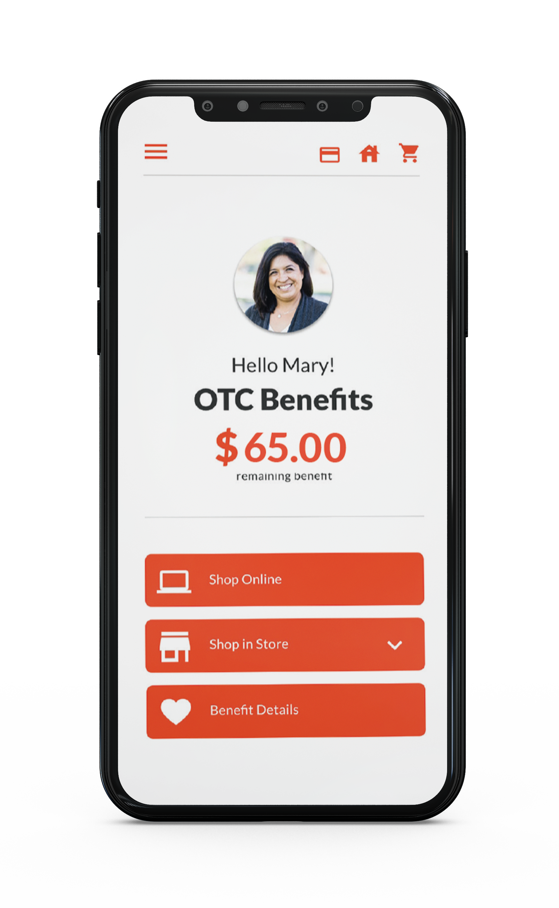 Healthy Benefits+ mobile app screen